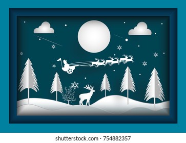 Vector Christmas background .paper art style