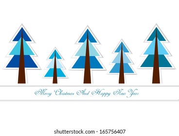 vector christmas background with paper trees