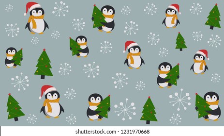vector christmas background with penguin