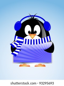 vector Christmas background with penguin