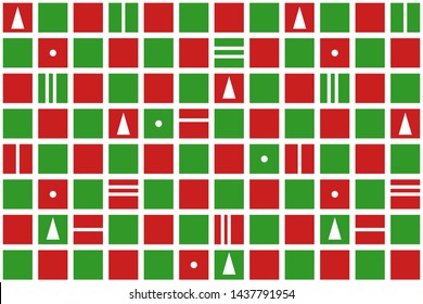 Vector Christmas background. Red and green checkered pattern. 