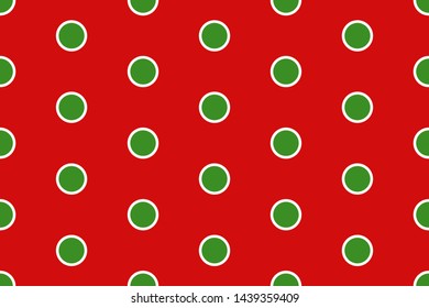 Vector Christmas background. Red and green polka dot pattern. 