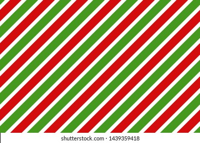 Vector Christmas background. Red and green diagonal stripes pattern. 