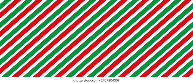 Fundo de Natal vetor. Padrão de faixas diagonais vermelho e verde.
