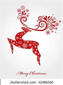 Vector Christmas background with red reindeer