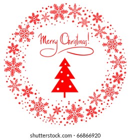 Vector christmas background with red tree