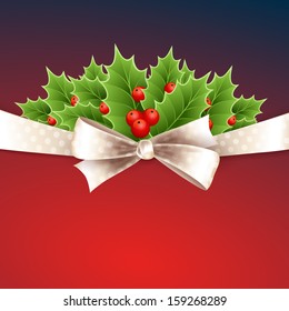 Vector Christmas background with ribbon, bow 