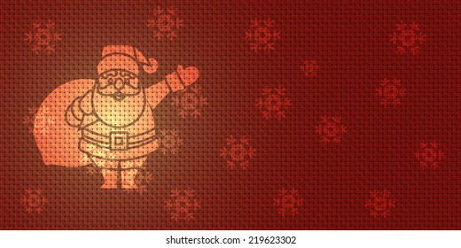 Vector Christmas Background with Santa Claus and Snowflakes