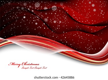 Vector Christmas Background - Snowflakes and Abstract Waves
