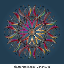 Vector. Christmas background with snowflakes abstract background. Holiday design for Christmas and New Year fashion prints. Blue, gray and red snowflakes. Vector.