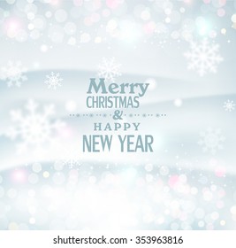 vector Christmas background with snowflakes blurred in the background
