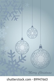 vector christmas background with snowflakes and ornaments