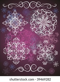 VECTOR Christmas background with snowflakes. Set of elements for Christmas design