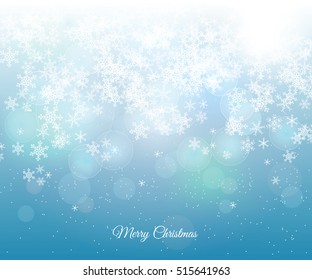 Vector christmas background with snowflakes. Snowfall decoration.