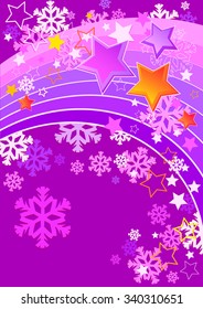 vector Christmas background with snowflakes and stars pink, rose, rosy, roseate, incarnadine, rose-coloured