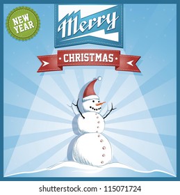 Vector Christmas background with snowman