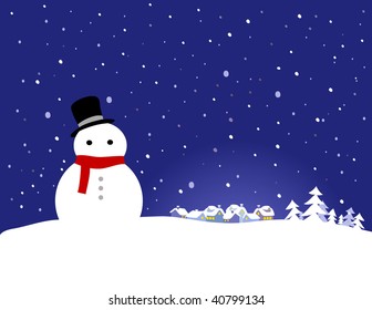 Vector Christmas Background - Snowman