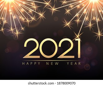 Vector Christmas background with sparklers and inscription Happy New Year 2021.