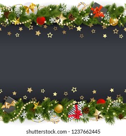 Vector Christmas Background with Stars and Gifts isolated on white background