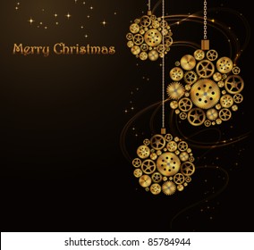 Vector Christmas background, steampunk style