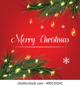 Vector christmas background with christmas tree