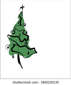 
vector christmas background with tree  for new year design. 