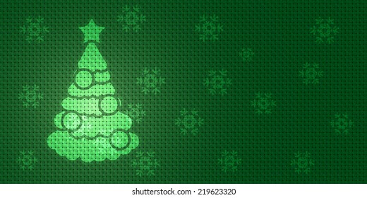 Vector Christmas Background with Tree and Snowflakes