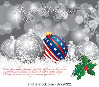 Vector Christmas Background With USA Ball