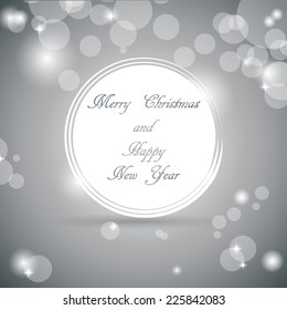 Vector Christmas background with white lights on  silver grey  background