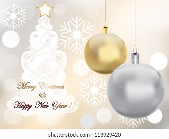 Vector Christmas background with white snowflakes and place for your text