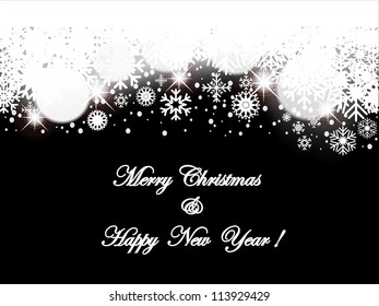 Vector Christmas background with white snowflakes and place for your text