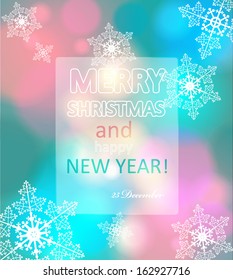 Vector Christmas background with white snowflakes. Vector design