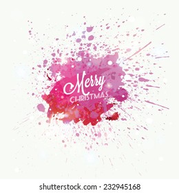Vector Christmas background with white snowflakes, paint drops and place for your text
