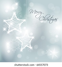 Vector Christmas background with white snowflakes, stars and place for your text