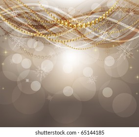 Vector Christmas background with white snowflakes and place for your text