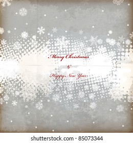 Vector de fondo navideño con copos de nieve blancos y lugar para tu texto