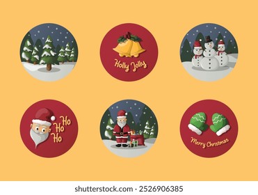 vector christmas badge illustration set