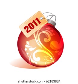 Vector christmas ball with 2011 on the label