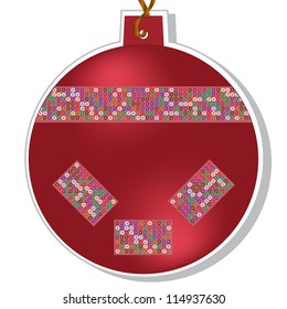 vector christmas ball with beads on white background