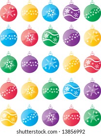 Vector Christmas ball decorations with snowflake motif