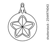 Vector christmas ball doodle style. Hand drawn black and white isolated globe decorative for christmas trees, new year and christmas bauble coloring page. Vector illustration