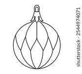Vector christmas ball doodle style. Hand drawn black and white isolated globe decorative for christmas trees, new year and christmas bauble coloring page. Vector illustration