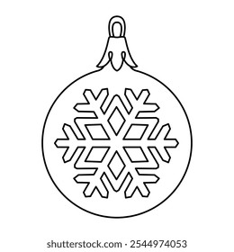 Vector christmas ball doodle style. Hand drawn black and white isolated globe decorative for christmas trees, new year and christmas bauble coloring page. Vector illustration