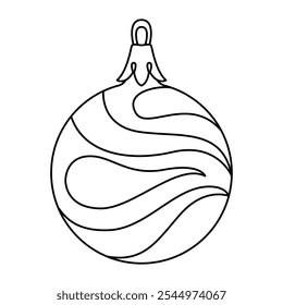 Vector christmas ball doodle style. Hand drawn black and white isolated globe decorative for christmas trees, new year and christmas bauble coloring page. Vector illustration