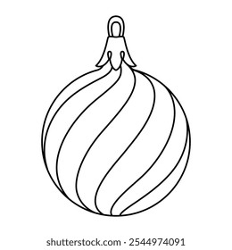 Vector christmas ball doodle style. Hand drawn black and white isolated globe decorative for christmas trees, new year and christmas bauble coloring page. Vector illustration