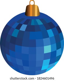 bola de Navidad vectorial. bola de arco iris faceteado. bola decorativa azul para el árbol de Navidad