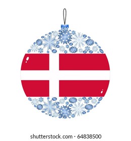 Vector Christmas ball with the flag of Denmark