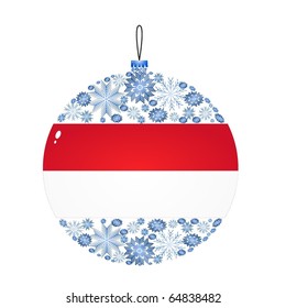 Vector Christmas ball with the flag of Indonesia