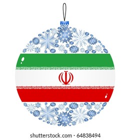 Vector Christmas ball with the flag of Iran