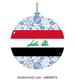 Vector Christmas ball with the flag of Iraq